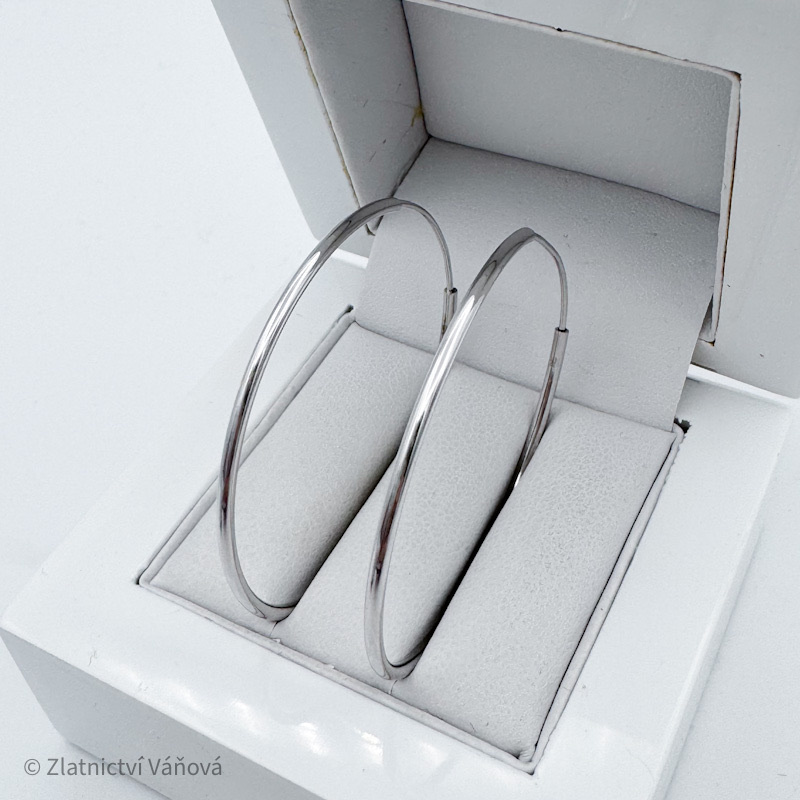 Stříbrné náušnice kruhy 41mm.